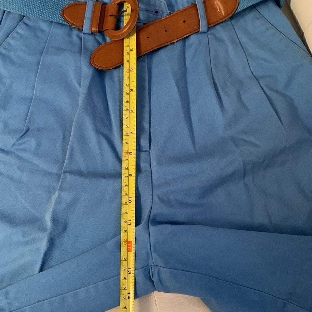 Vintage Basic Editions Cotton Blue Shorts W/ Belt Size 8 - Picture 4 of 7